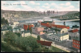 Oil City PA Aerial View Clarks Summit Bridge Antique Postcard 1911