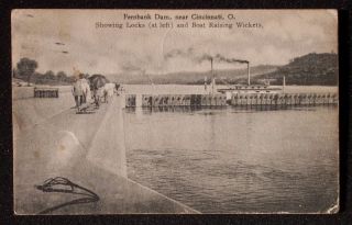 1911 Fernbank Dam Locks Postal History Cincinnati Oh PC
