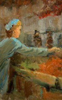 Expressionist Oil Painting C Pilat Belgian Garden Rendez Vous Framed