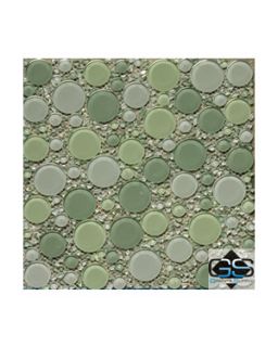 Circle Glass Mosaic Tile Turquoise Blend Sample 6X6