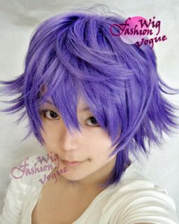 SHIKI Yuuki Natsuno Short Purple Cosplay Hair Wig