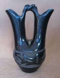Santa Clara Black Pottery Wedding Vase by Jane and Starr Tafoya