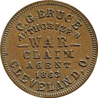 Cleveland Ohio Civil War Token Pension Back Pay Agent 100 Bounty