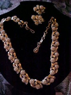  Vintage Coro Goldtone Choker Necklace Earrings Set