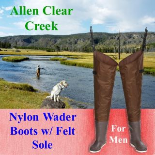 Allen Clear Creek Felt Sole Nylon Hip Wader Fishing Boots For Men