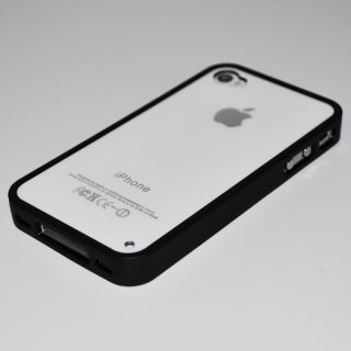 Black Edge Clear Back Hard Plastic Full Cover Case for iPhone 4 4G 4S