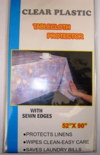 Plastic Table Cloth Protector Cover Clear 52 x 90 New
