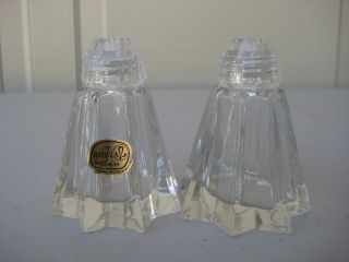 Czech Bohemia Glass Clear Crystal Salt Pepper Shakers