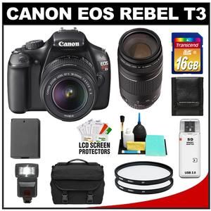  Rebel T3 Digital SLR Camera + 18 55mm IS + 75 300mm III Lens Kit USA
