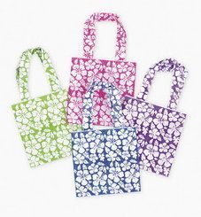 12 Fabric Hibiscus Print SM TOTE BAGS bulk party supplies FREE S H