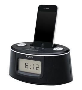 Coby CSMP127 Am FM Dual Alarm Clock Radio w iPhone iPod Dock New