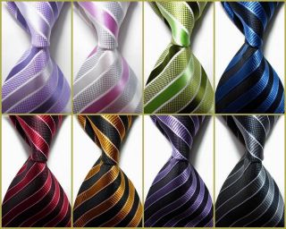 100 New Classic Stripes Mix Color Jacquard Woven Silk Mens Tie