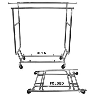  Shipping Double Bar Rolling Collapsible Salesman Garment Rack