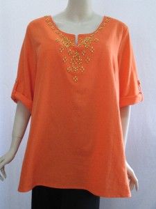  Graver 1x Gauze Tunic Top with Beaded Embellishments Clementine