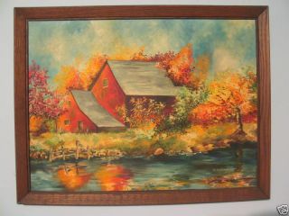 Colorful Autumn Farm Scene O C Painting M Clifford 72