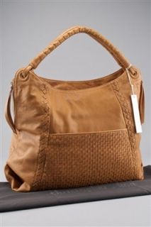 New Christopher Kon $415.00 Tan Woven Leather Hobo Bag (59117)