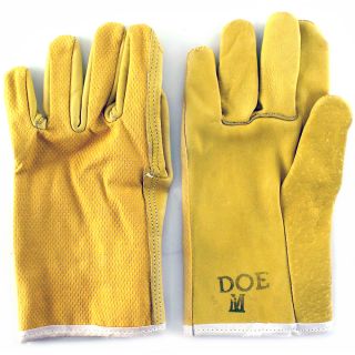 Golden Cowhide Leather Gloves Driving Work Med 3 Pair