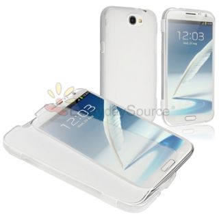 Clear White Rubber Gel TPU Flip Book Case Cover for Samsung Galaxy