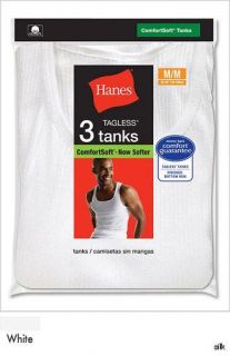 Pcs. Men Hanes White Sleeveless Athletic Undershirt Tank Top Large