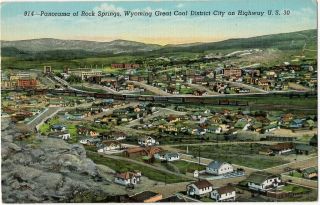  Wyoming WY Panorama View Coal District City Hwy US 30 Postcard