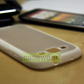 White Clear Softgrip TPU Gel Hard Case Cover for Samsung Galaxy S3 III