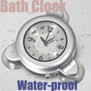 Bathroom Shower Suction Silver Waterproof Clock Watch