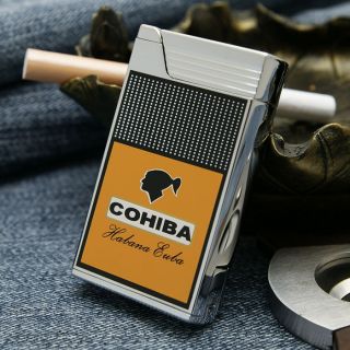 COHIBA Double Jet Torch Flame Cigar Lighter with Cigar Punch