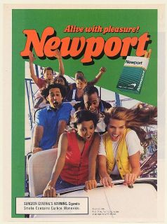 1996 Newport Cigarette Alive with Pleasure People on Roller Coaster