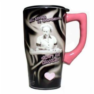 LOVE LUCY Chocolate Factory Coffee Tea Ceramic TRAVEL MUG Cup