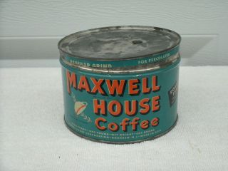 Vintage Maxwell House 1 lb Coffee Tin N0221 Roaster Fresh Original