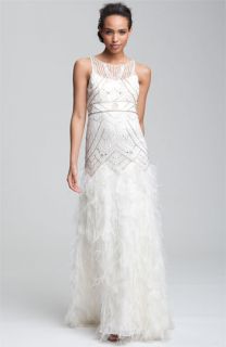 Sue Wong Feather Beaded Gown