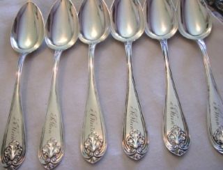 Albert Coles COIN SILVER Serving Spoons LEAF SCROLL & SHELL 8 3/4