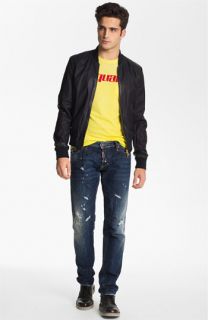 Dsquared2 Leather Jacket, Pocket T Shirt & Slim Fit Jeans