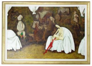 Roman Zaslonov Couvertures Blanches Signed Oil Painting