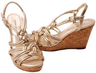  Melani Black Gold Coral White Colbie Wedge Heels Womens Shoes