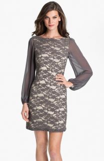 Eliza J Bell Sleeve Lace Overlay Sheath Dress