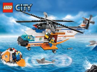 Lego City Coastguard Helicopter Rescue 7738 Boxed XLNT