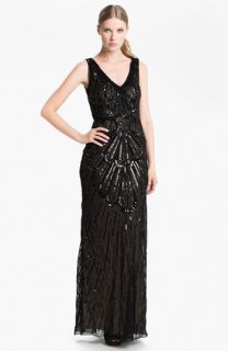 JS Collections Sheer Back Sequin Chiffon Gown