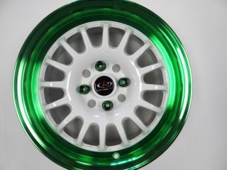  Track R White w Green Lip w Tires Free Colored Lugs EF EG EK