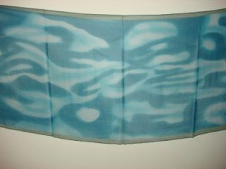Elaine Gold Scarf Wrap Blue Green Ocean Wave Clouds New
