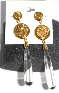 Christinedarren Triangular Golden Drusy Drop Earrings $149