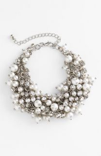 Nina Peony Glass Pearl & Crystal Cluster Bracelet