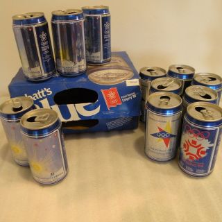 VINTAGE 12 LABATTS BLUE 1988 CALGARY OLYMPIC BEER CANS IN ORG BOX MINT