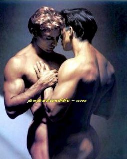 Beautiful Painting Two Sexy Men Are Hugging on Canvas