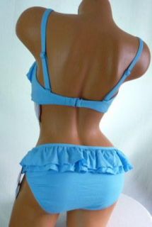 Coco Rave U Wire Ruffle Top Swim Bikini Bra Blue Moon Size L 36 C Cup