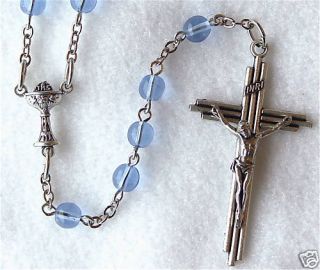 Boys or Girls Blue First Communion Chalice Rosary Beads
