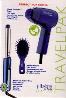 Jilbére Travel Pack   Compact Hair Dryer, Curling Iron & Brush