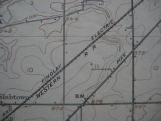 1908 Toledo Lima Findlay Electric Railroads Map NW Ohio