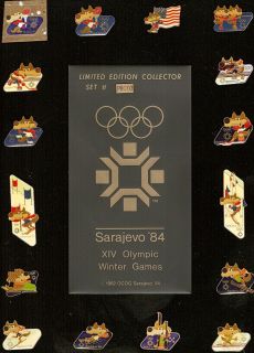 Very RARE 1984 Sarajevo Prototype Framed Collector Pin Set