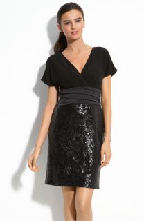 Kay Unger Jersey & Sequin Sheath Dress (Petite)
